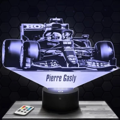 Afbeelding van Nachtlampje, nachtlampje met touch Formule 1 P. Gasly F1 3D lamp, led illusie, cadeau idee, Kerstmis, verjaardag, jongens en meisjes, nachtlamp, kinderkamer of volwassenen