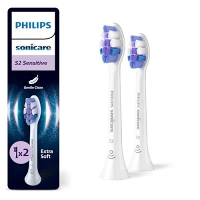Afbeelding van Philips Sonicare Optimal Sensitive S2 Opzetborstels voor Elektrische Tandenborstel Wit Verpakking van 2 Gevoelige tanden HX6052/87