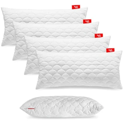 Afbeelding van Softimi Set van 4 hoogwaardige gewatteerde kussens 40 x 70 cm, hypoallergeen, anti huisstofmijt, geurvrij, direct bruikbaar, met hardheidsinstelling (4 stuks cm)