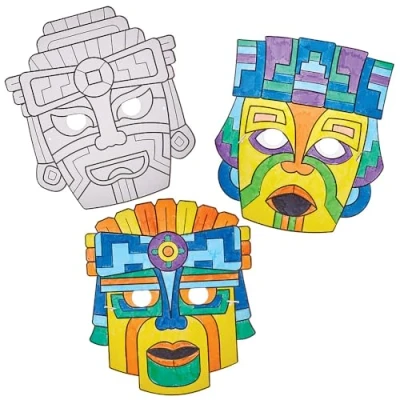 Afbeelding van Baker Ross FN021 Azteekse maskers 8 stuks, schildersets voor kinderen