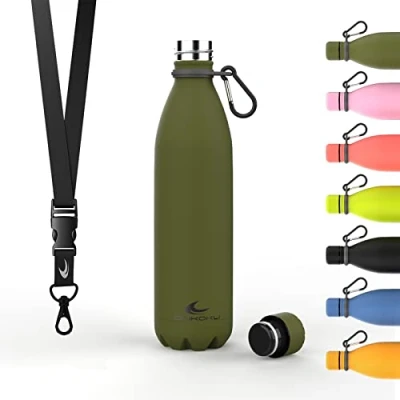 Image de Daikoku Bouteille d&#039;Eau en Acier Inoxydable Thermos Isotherme 750ml Sans BPA Etanche Idéale pour le Sport, Bureau, la Randonnée Vert Militaire 750 ML