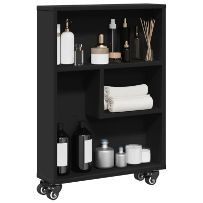 Afbeelding van vidaXL Opbergtrolley smal 48x13x68 cm bewerkt hout zwart