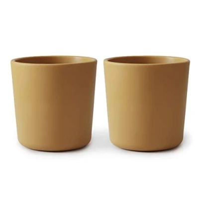 Image de mushie Lot de 2 tasses pour bébés Fabriqué au Danemark Verres résistants lave vaisselle et micro ondes Accessoires sûrs durables les tout petits filles Mustard