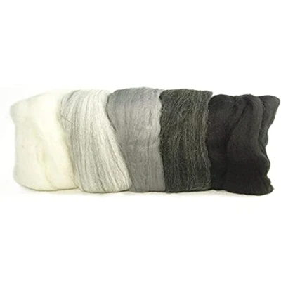 Afbeelding van RAYHER 100% merinowol, 18 micro, 50 g, 5 kleuren, neutrale kleuren: zwart, wit, grijs