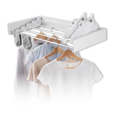 Afbeelding van EASYmaxx opvouwbare wanddroger 80 x 10,5 2,3 40 cm roestvrij staal/wit