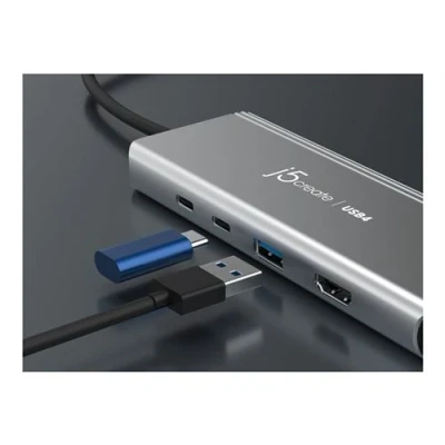 Afbeelding van j5create JCD401 N USB C (USB 3.2 Gen 2) multiport hub 4 poorten Zilver