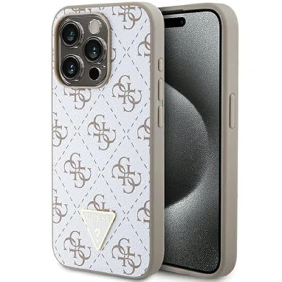 Afbeelding van Guess 4G Triangle Logo Back Case Geschikt voor Apple iPhone 15 Pro (6.1&quot;) Wit