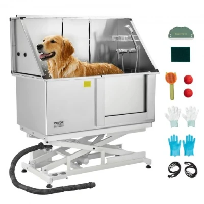Image de VEVOR Baignoire de Chien Animaux Compagnie Électrique Acier Inox 127 cm Droite