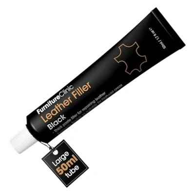 Afbeelding van Leer reparatie vuller Zwart Furniture Clinic Heavy filler Black voor het opvullen van gaten, slijtage, krassen, scheuren enz. 50 ml Leather Plamuur