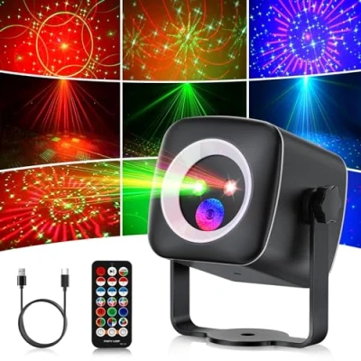 Afbeelding van Gobikey Muziekgestuurde discobal, 60 verschillende motieven, stroboscoopeffect, met afstandsbediening en 2 m USB kabel, voor familie, feesten, clubs, verjaardagen