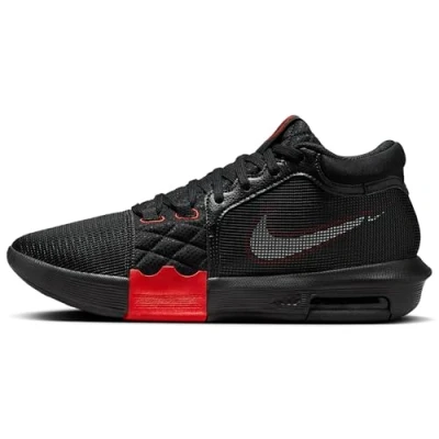 Afbeelding van Nike Performance Lebron Witness 8 Basketbalschoenen, Heren, Maat: 45, Black/white/university red Textiel