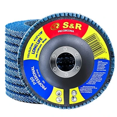 Afbeelding van S&amp;R 10 lamellenschijven 115 schuurmiddelen voor roestvrij staal, hout, metaal, korrel 80, slijpschijf met vakken slijpmachine.