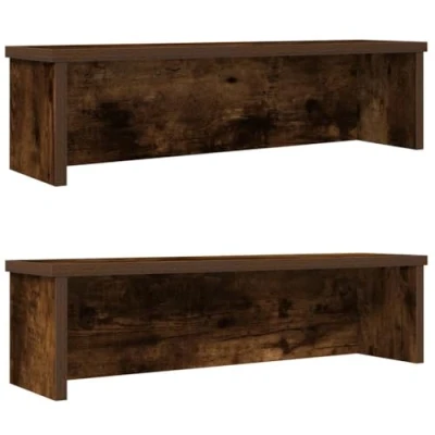 Afbeelding van vidaXL Keukenrekken stapelbaar 2 st 60x15x16 cm gerookt eikenkleurig