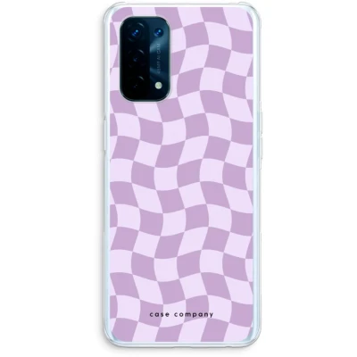 Afbeelding van Case Company® hoesje geschikt voor Oppo A74 5G Grid Paars Soft Cover Telefoonhoesje Bescherming aan alle Kanten en Schermrand