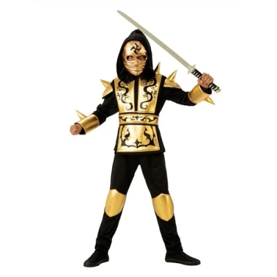 Afbeelding van Ninjas Rubies kostuum gouden draak voor kinderen S (3 4 jaar), meerkleurig