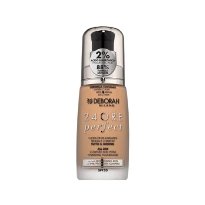 Afbeelding van Deborah Milano Foundation vloeistof, 24 uur, hydraterend, SPF 20, N.1 Fair, met hyaluronzuur, langdurig, regenererend en herstructurerend, 30 ml