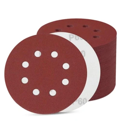 Afbeelding van Schuurpapier, 80 vellen, 125 mm, met klittenband, schuurschijven 8 gaten, rond excentrisch (80 korrel 60)
