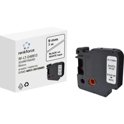 Afbeelding van Labeltape Renkforce RF LT D40913 Compatibel vervangt DYMO D1 40913 9 mm Tapekleur: Wit Tekstkleur: Zwart 7 m