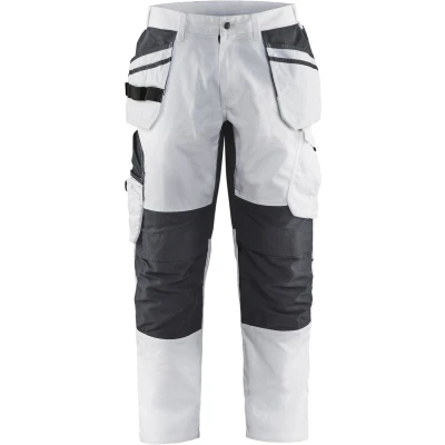 Afbeelding van Blaklader Schilderswerkbroek met stretch en spijkerzakken 1096 1330 Wit/Donkergrijs C148