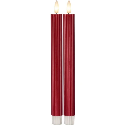 Afbeelding van LED kaars Flame Stripe, rood, 25 cm, wax, batterij set van 2