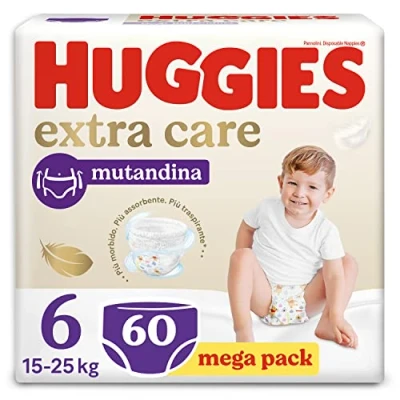 Afbeelding van Huggies Extra Care Baby Luierbroekjes Maat 6 Van 15 tot 25kg Met Elastische Tailleband, Vochtindicator &amp; Disney Designs 60 Luiers