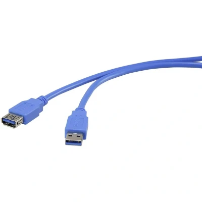 Afbeelding van Renkforce USB 3.2 Gen 1 (USB 3.0) Verlengkabel 1.80 m Blauw Vergulde steekcontacten [1x stekker A 1x bus 3.0)]
