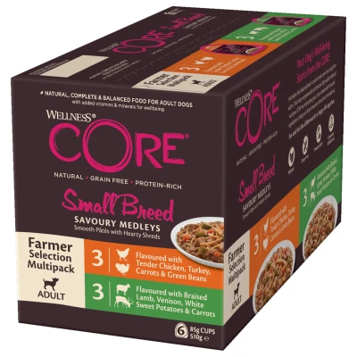 Afbeelding van Wellness Core Small Breed Savoury Farmer Multi Pack Hondenvoer Mix 6x85 g