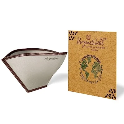Afbeelding van HerzensWahl® Herbruikbare koffiefilter permanent van roestvrij staal Zero Waste filter voor filterkoffie, boven en handfilter permanente (maat 4)