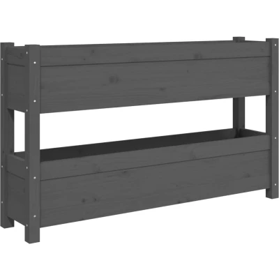 Afbeelding van Plantenbak 112x25x66 cm massief grenenhout grijs