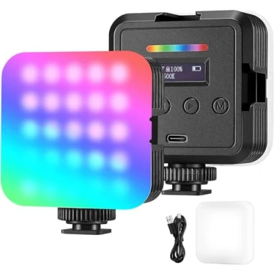 Afbeelding van Neewer Magnetisch RGB videolicht, RGB61 led, 360 graden, volledige kleur met 3 ondersteuningen voor cold shoo/CRI 97+/20 scènemodi/2500 K 8500 K/fotoverlichting, oplaadbaar, 2000 mAh