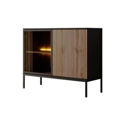 Afbeelding van Meubella Dressoir Legend Mat zwart Eiken 104 cm