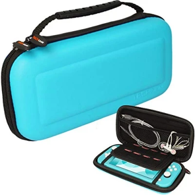 Afbeelding van TECHGEAR Switch Lite beschermhoes beschermhoes, transporttas, harde compatibel met Nintendo Lite, 8 sleuven voor speelkaarten [turquoise]