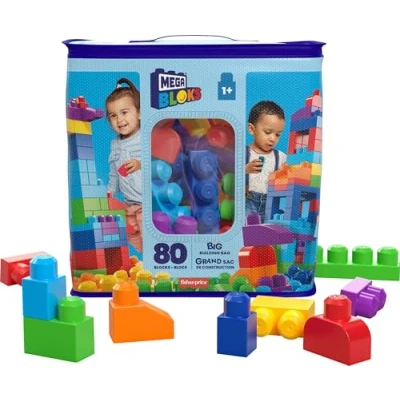 Image de Jeu de construction Fisher Price Mega Bloks First Builders Sac 80 briques Bleu