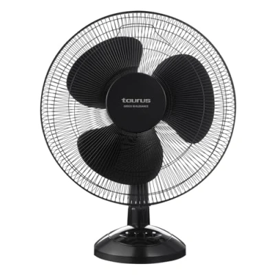 Afbeelding van Taurus Greco 16 Elegance Bureauventilator, 45 W, 3 snelheden, bladen, 40 cm, oscillatiesysteem, verstelbare helling, afneembaar rooster, zwart