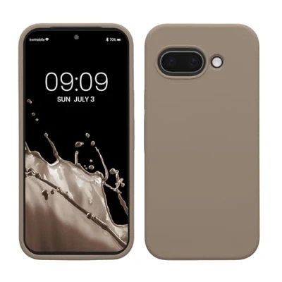 Afbeelding van kwmobile telefoonhoesje geschikt voor Google Pixel 9a Hoesje met siliconen coating Smartphone case in taupe