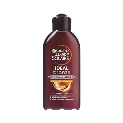 Afbeelding van GARNIER Ambre Solaire Huile Bronzante Intense Nourrit La Peau &amp; Prolonge Le Bronzage Éclat Douceur Absorption Rapide Parfum Coco Tous Types de Peaux 200 ml