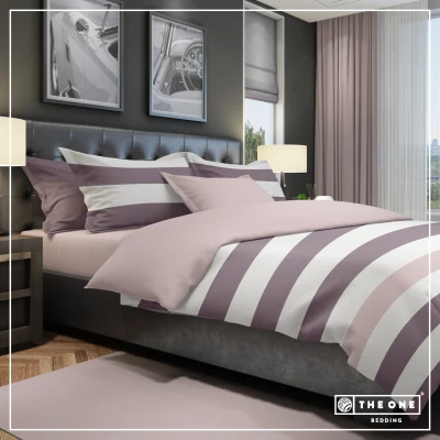 Afbeelding van The One Dekbedovertrek 240 x 220 cm Stripe Plum / Mauve