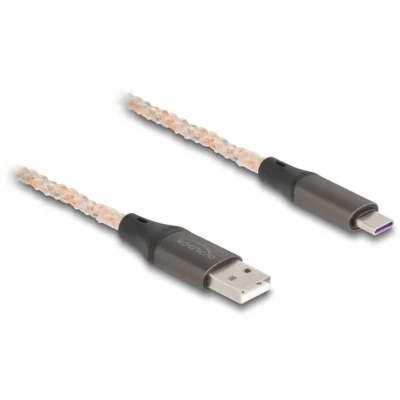 Afbeelding van Delock USB kabel 2.0 A stekker, C stekker 1 m Transparant 88164
