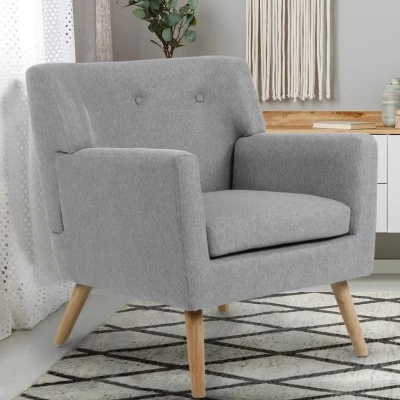 Image de Fauteuil scandinave LIV en tissu gris chiné