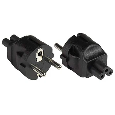 Afbeelding van Good Connections® PA 0005S netadapter type E+F (CEE 7/7, recht) naar klaverblad C5 stekker (recht), netadapter, stekkeradapter, netkabel, zwart