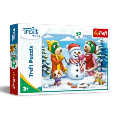 Afbeelding van Trefl The Treflik Family, Winterspelen van de 30 delige puzzels kleurrijke met stripfiguren, creatief entertainment, vrije tijd voor kinderen vanaf 3 jaar
