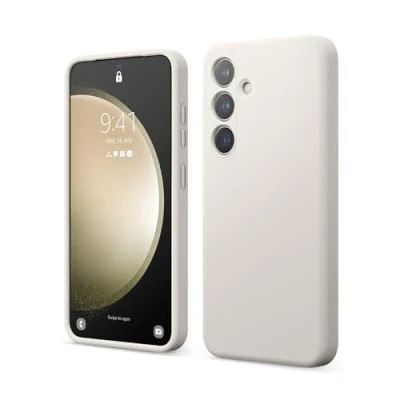 Afbeelding van Elago Hoogwaardig vloeibaar siliconen omhulsel compatibel met Samsung Galaxy S24, volledige bescherming, 4 lagige slagvaste structuur, krasbestendige zachte microvezel binnenkant, taupe