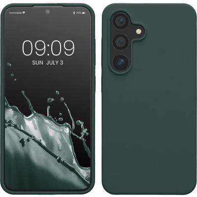 Afbeelding van kwmobile telefoonhoesje geschikt voor Samsung Galaxy S24 Hoesje met siliconen coating Smartphone case in blauwgroen