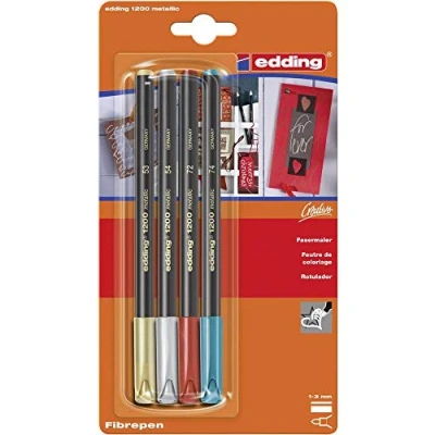 Afbeelding van edding 1200 metallic viltstift blister van 4 assorti