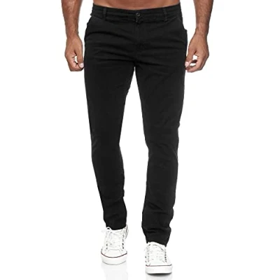 Afbeelding van Tazzio M530 6 Chino voor heren, slimfit, stretchstof, ecru, zwart.