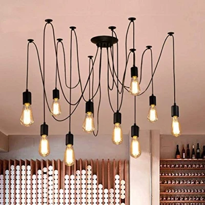 Afbeelding van Oursun Spin Kroonluchter Hanglamp Industriële Retro Vintage Lamp voor Woonkamer Keuken Slaapkamer