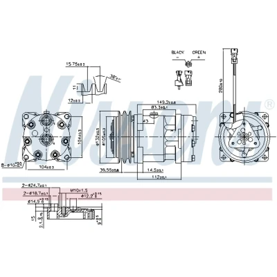 Afbeelding van NISSENS 890336 AC Compressor SD7H15 8081 24 PAG 46 R 134a
