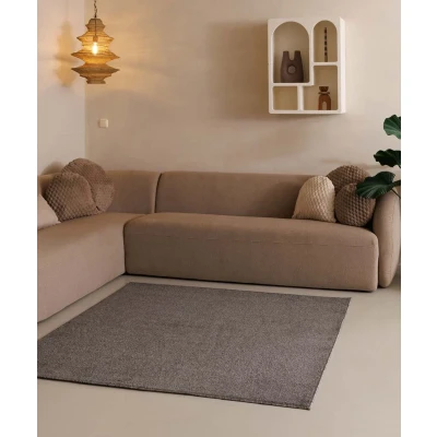 Afbeelding van Vierkant Vloerkleed Fine Grijs 160x160 Cm