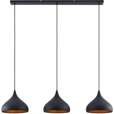 Afbeelding van Lindby hanglamp 3lichts Staal, aluminium E27 zwart, goud