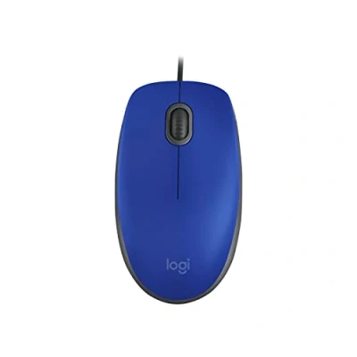 Afbeelding van Logitech M110 USB muis, bekabeld, stil, toetsen, standaardformaat, comfortabel ontwerp, compatibel met PC/Mac/Laptop Blauw